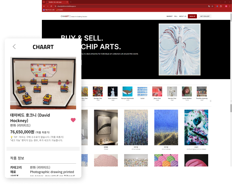 The Chaart art-trading platform — web and app